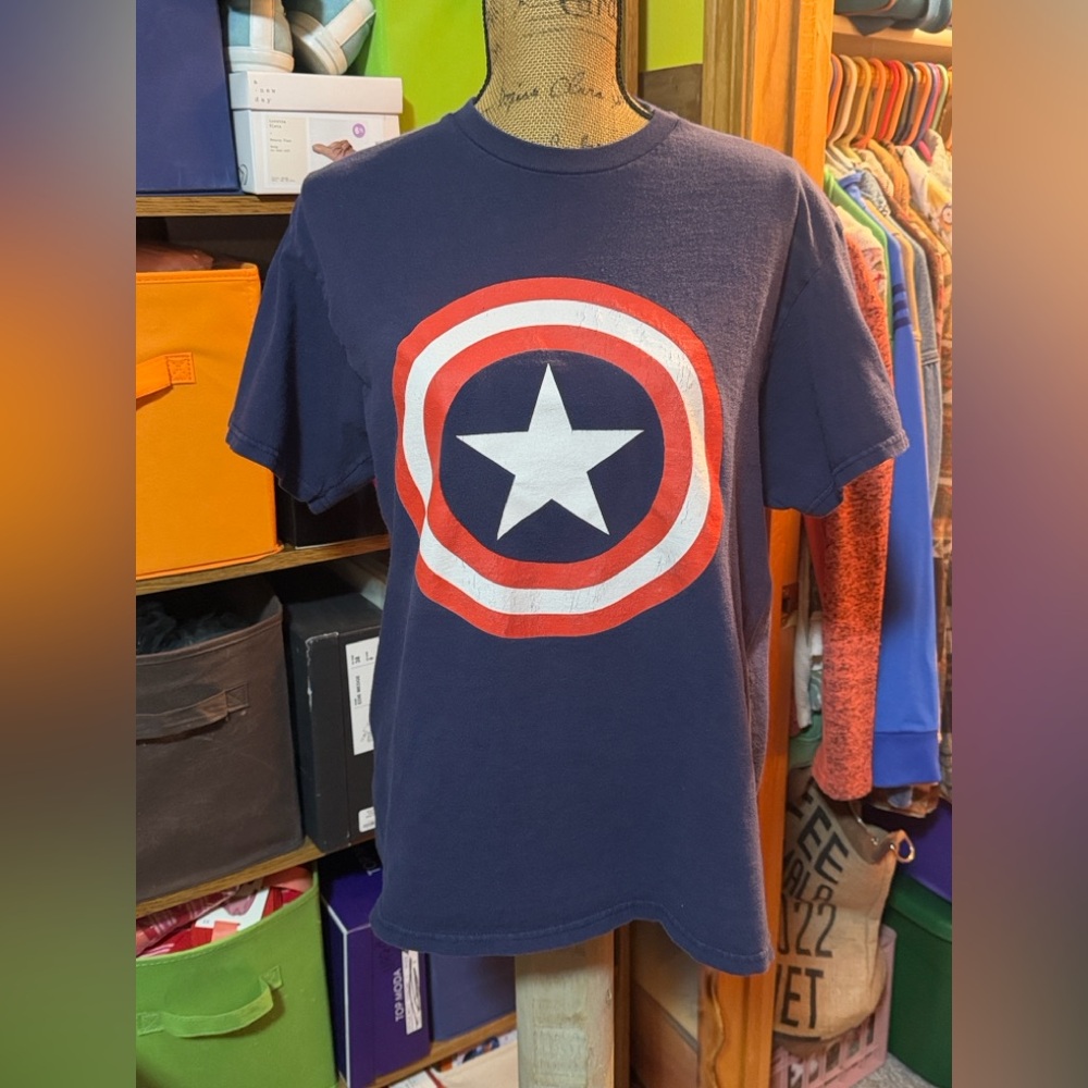 Marvel Navy Captain America Emblem Tee